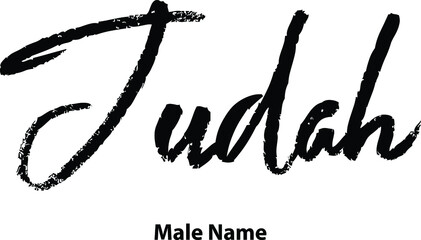 Sticker - Judah-Male Name Written Letter Brush Calligraphy Text on White Background