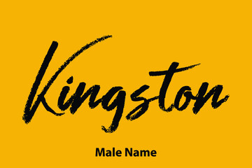 Canvas Print - Kingston-Male Name Brush Calligraphy Black Text On Yellow Background