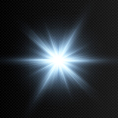 vector blue glow. magic glow, blue light, rays, blue flash png. spark, star png. vector image.