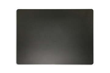 Close-up top view of laptop in black color on white background