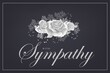 Grayscale silver rose bouquet on black background vector sympathy template