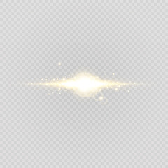 Wall Mural - abstract stylish light effect on a transparent background. gold glowing neon line. golden luminous d