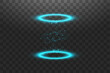 © denzelll - Futuristic teleport. Magic fantasy portal. Light effect. Candles rays of a night scene with sparks on a transparent background. Empty light effect of the podium. Disco club dancefloor.