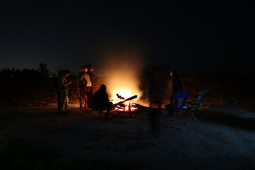 Poster - Camping Bonfire Scene