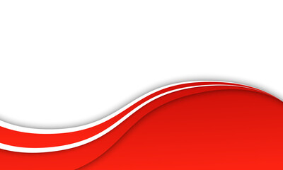 Wall Mural - Red wave shape with white lines on white background.