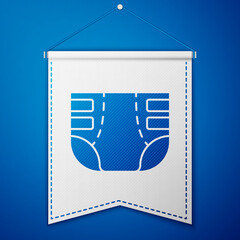 Wall Mural - Blue Adult diaper icon isolated on blue background. White pennant template. Vector.