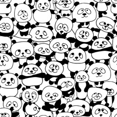 Sticker - Cute panda family. Seamless pattern for your design