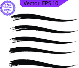 Sticker - Brush strokes. Ink painting Set.  Flat Paint Brush Thin Lines.  Abstract Vector Lines. Transparent background. Black line, grunge brush strokes, ink paint set. Paint brushes. 