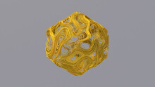Yellow Wire Shape. Abstract Illustration, 3d Render.
