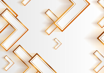 Golden and grey shiny arrows abstract tech background. Geometry vector design