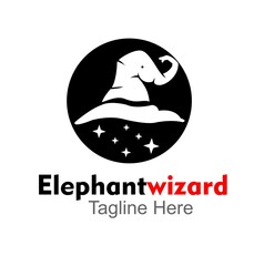 elephant wizard logo design concept 