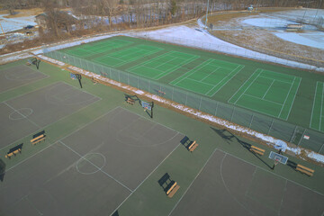 Aerial view of tennis court