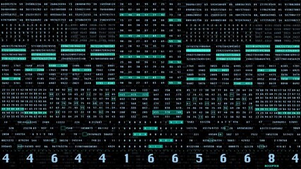 Aufkleber - Digital Scientific Technology Binary Data Number Code. 4K Motion HUD Decimal Statistics Algorithm Selection Panel Display.