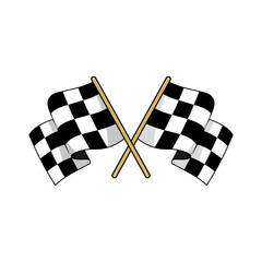 Checkered race flag flat vector illustration. Speed racing competition flag cartoon sticker. Motocross, carting championship symbol. Start, finish sign. Rally, grand prix isolated design element