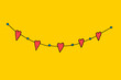 © crazy_angel - Garland of hearts for the holiday of all lovers Valentine's Day. Vector hand-drawn doodle illustration. Yellow background.
