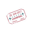 © Vector Tradition - Official arrival stamp to Liverpool UK isolated. Vector immigration seal, Liverpool John Lennon Airport, LPL