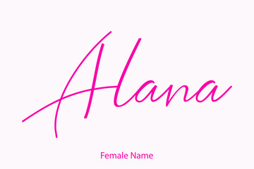 Wall Mural - Alana Female Name in Beautiful Cursive Typography Pink Color Text 