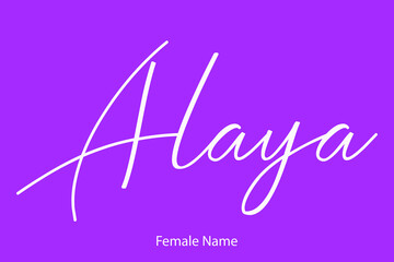 Wall Mural -  Alaya-Female Name in Beautiful Cursive Typography On Purple Background