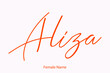 © Image Lounge - Aliza Female Name Elegant Cursive Typography Orange Color Text