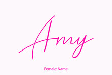 Amy Female Name In Beautiful Cursive Typography Pink Color Text 