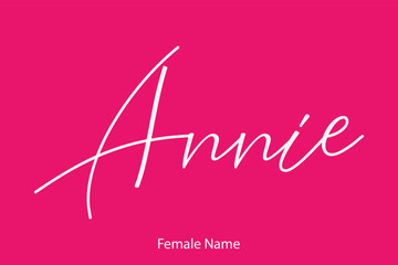 Sticker - Annie-Female Name in Beautiful Cursive Typography On Pink Background