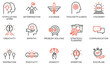 Vector Set of Linear Icons Related to Leadership Traits, Qualities for Success. Development and Teamwork. Mono Line Pictograms and Infographics Design Elements - part 2