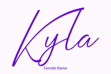 Kyla Female Name - In Stylish Lettering Cursive Typography Purple Color Text
