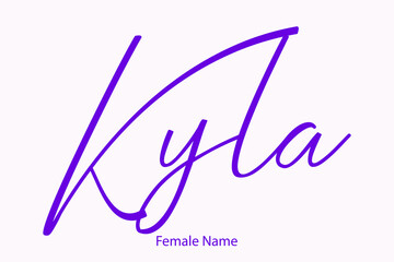 Wall Mural - Kyla Female name - in Stylish Lettering Cursive Typography Purple Color Text