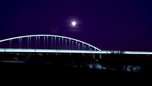 Night Image Of Hendrix Bridge With Lights On, Zagreb, Croatia.