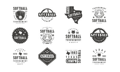 Wall Mural - Badges set of softball tournament