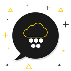 line cloud with snow icon isolated on white background. cloud with snowflakes. single weather icon. 