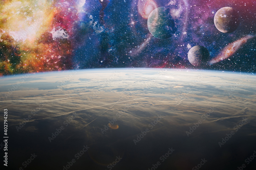 planets, stars and galaxies in outer space showing the beauty of space exploration. Elements furnished by NASA - obrazy, fototapety, plakaty 
