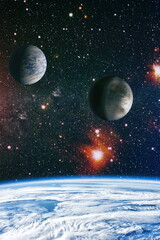 Wall Mural - planets, stars and galaxies in outer space showing the beauty of space exploration. Elements furnished by NASA