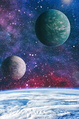 Wall Mural - planets, stars and galaxies in outer space showing the beauty of space exploration. elements furnish