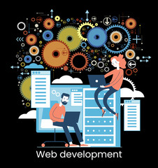 Wall Mural - website architecture concept. php and mysql. cms content management system. web development. softwar