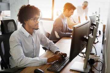 Programmer working in a software developing company