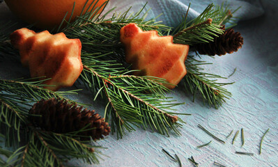 delicate delicious orange muffins in the form of a Christmas tree