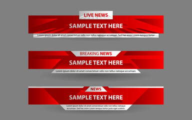 set collection vector of broadcast news lower thirds template layout design banner for bar headline 