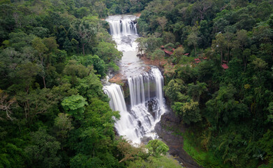 Long exposure image of Bousra Waterfall in Mondulkiri, Cambodia