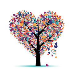 Sticker - Love tree. Valentines day card for your design