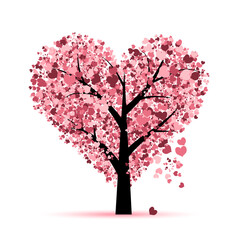 Wall Mural - Love tree. Valentines day card for your design