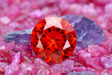 Ruby Red Diamonds On Raw Ruby Rough Gemstone