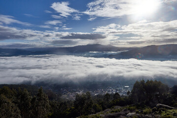 Sticker - clouds over the mountains