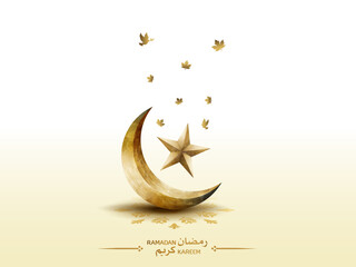 Wall Mural - islamic greeetings card design ramadan kareem with beautiful crescent moon