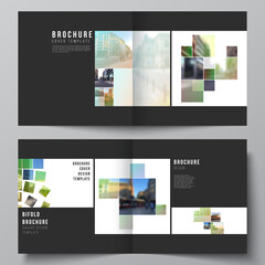 Wall Mural - vector layout of two covers templates for square design bifold brochure, flyer, magazine, cover desi