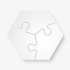Fototapete - Three sided 3d puzzle presentation infographic template with explanatory text field for business statistics