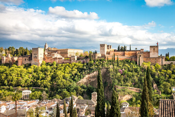 Wall Mural - view of the alhambra palace in granada