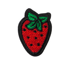 strawberry embroidered patch isolated on white background