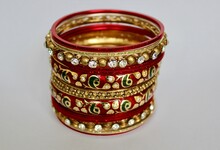 Red And Gold Bangles From India