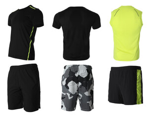 Wall Mural - Collection of stylish sportswear on white background